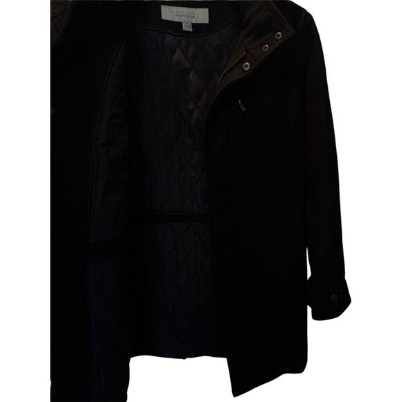 Perry Ellis Men's Black Wool Blend Overcoat Size M Stand-Up Collar - Picture 7 of 15